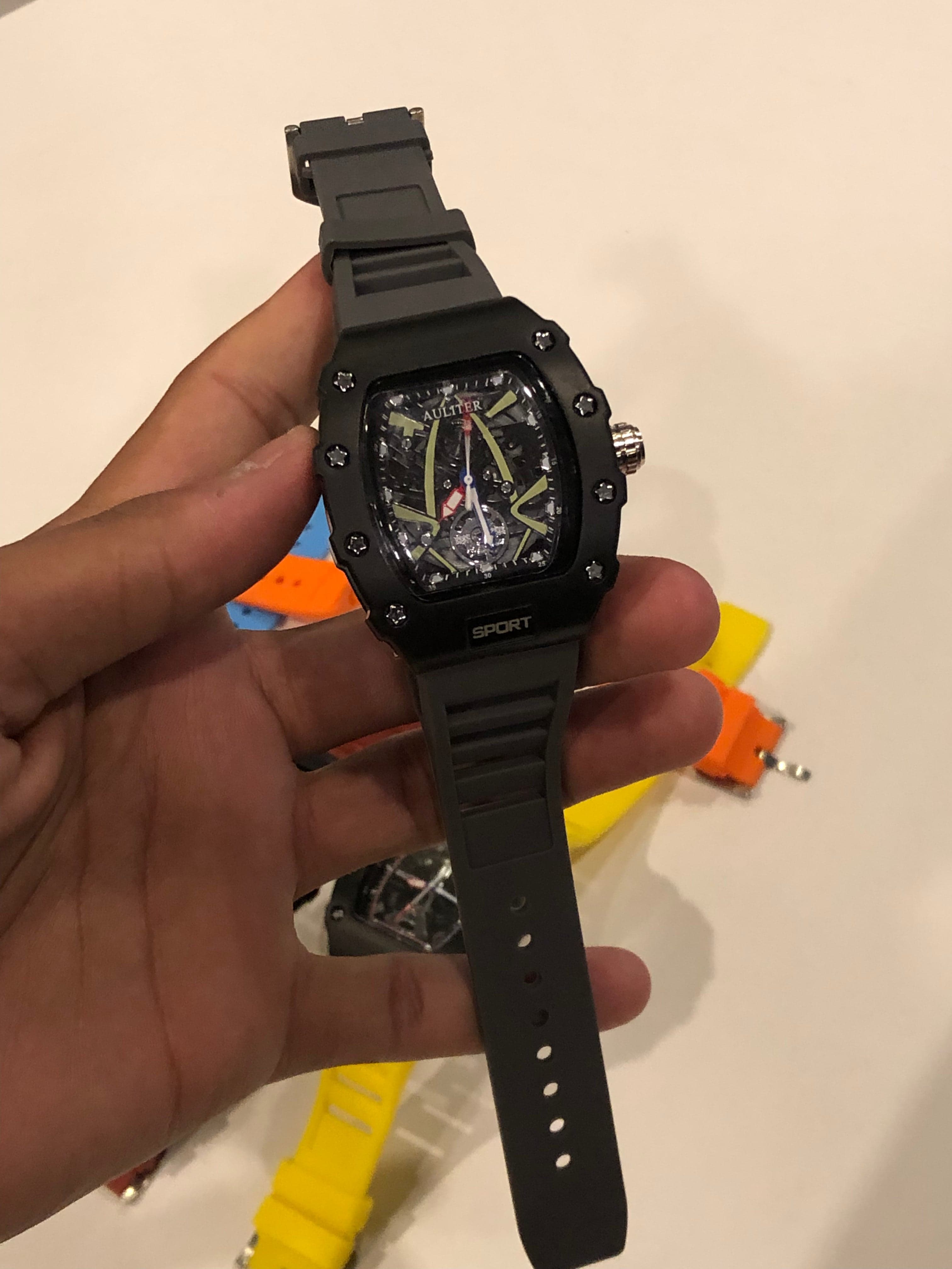 Men's Grey Skeleton Sport Watch | RM Inspired Design | Durable Silicone Strap