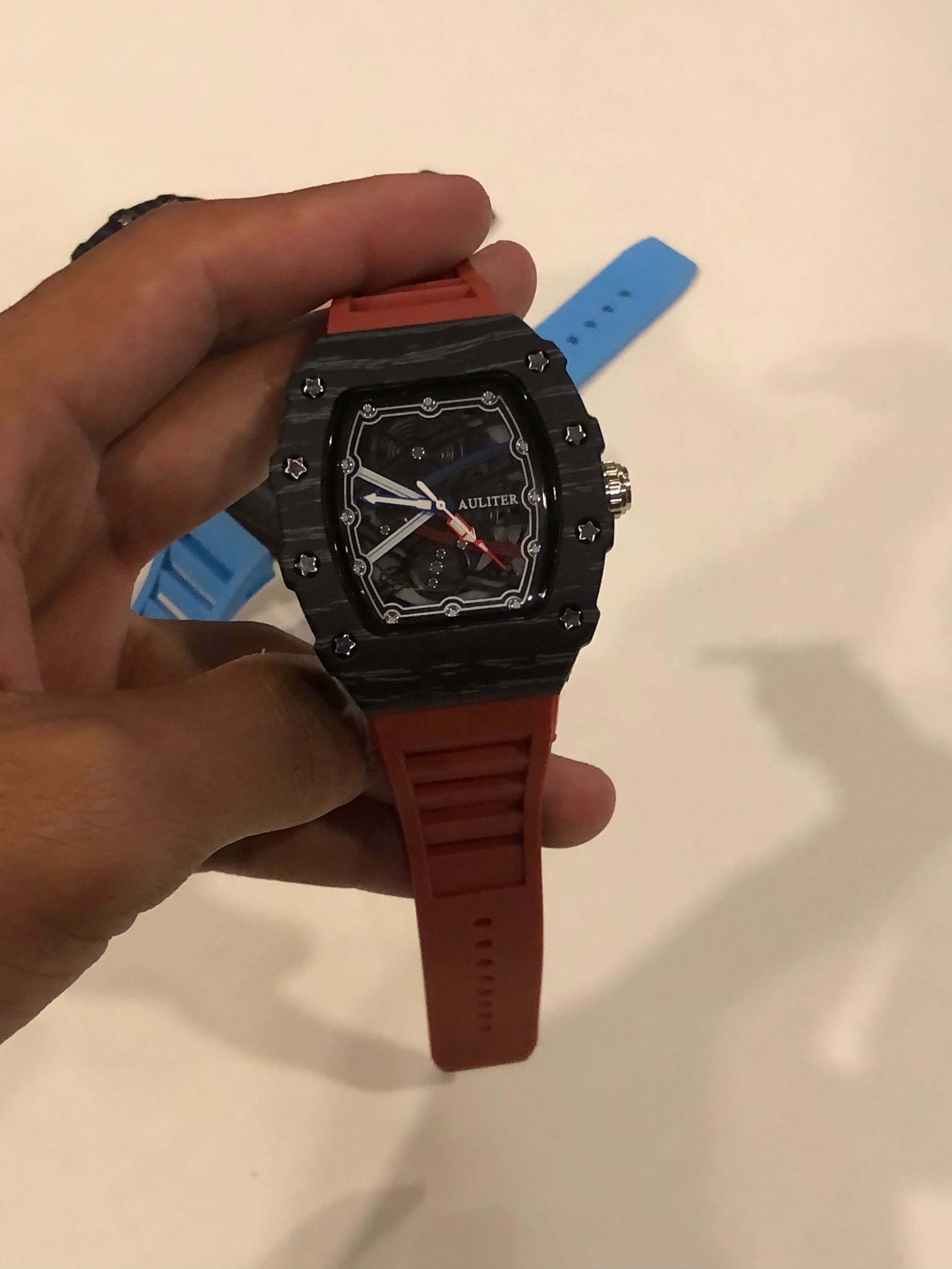 Men's Red Skeleton Sport Watch | RM Inspired Design | Durable Silicone Strap