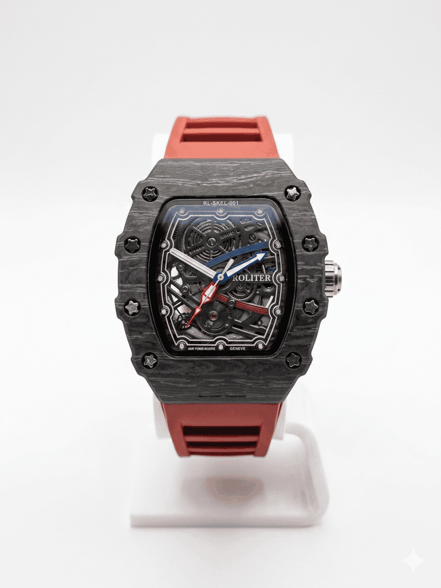 Men's Skeleton Sport Watch | RM Inspired Design | Durable Silicone Strap