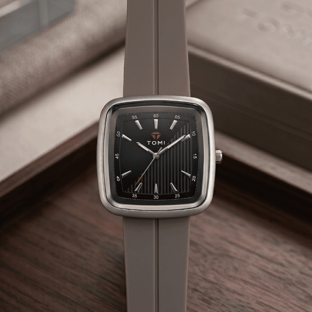 TOMI Square Watch | Silicone Strap with Magnetic Lock - with Date 2