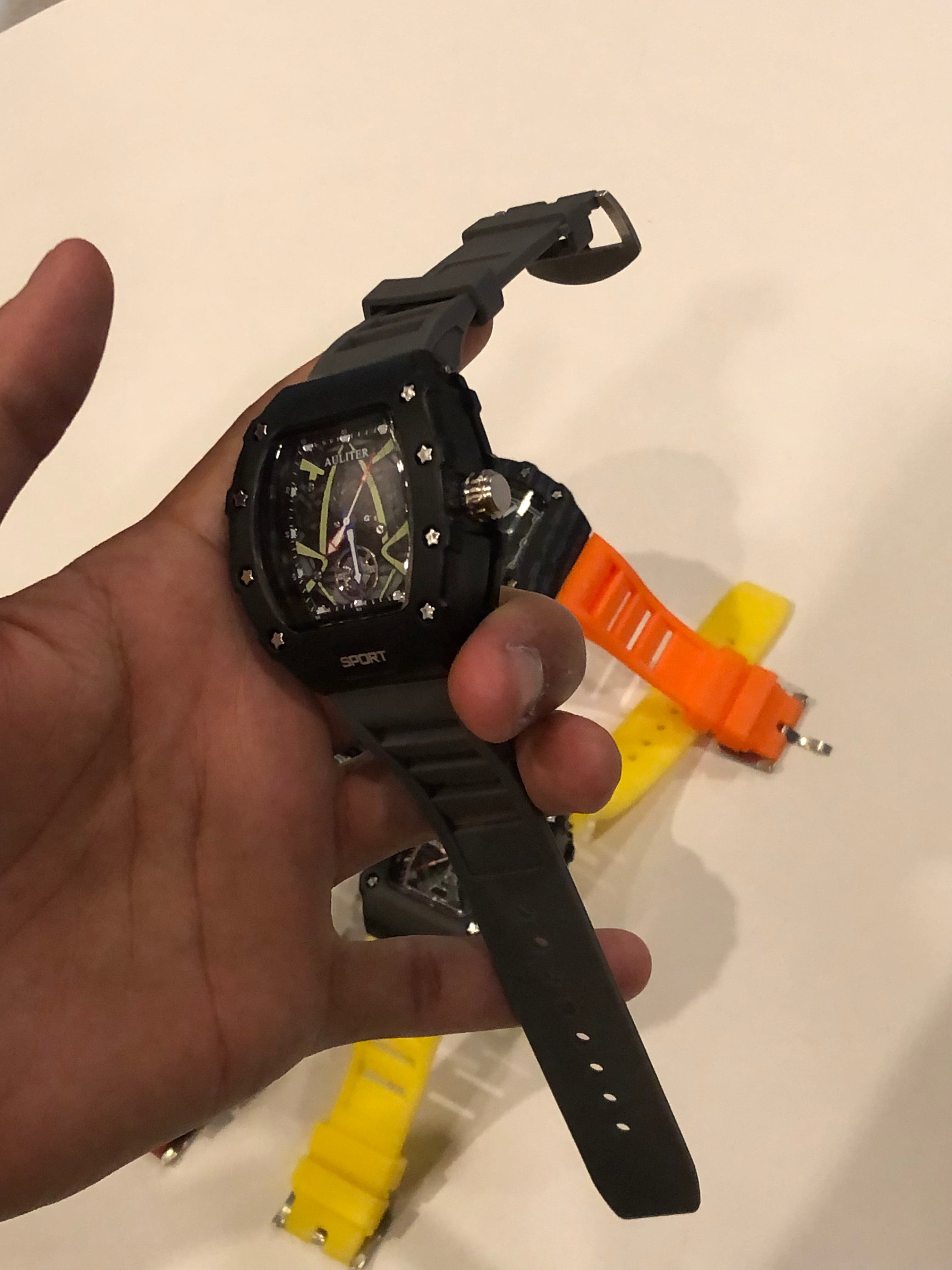 Men's Grey Skeleton Sport Watch | RM Inspired Design | Durable Silicone Strap