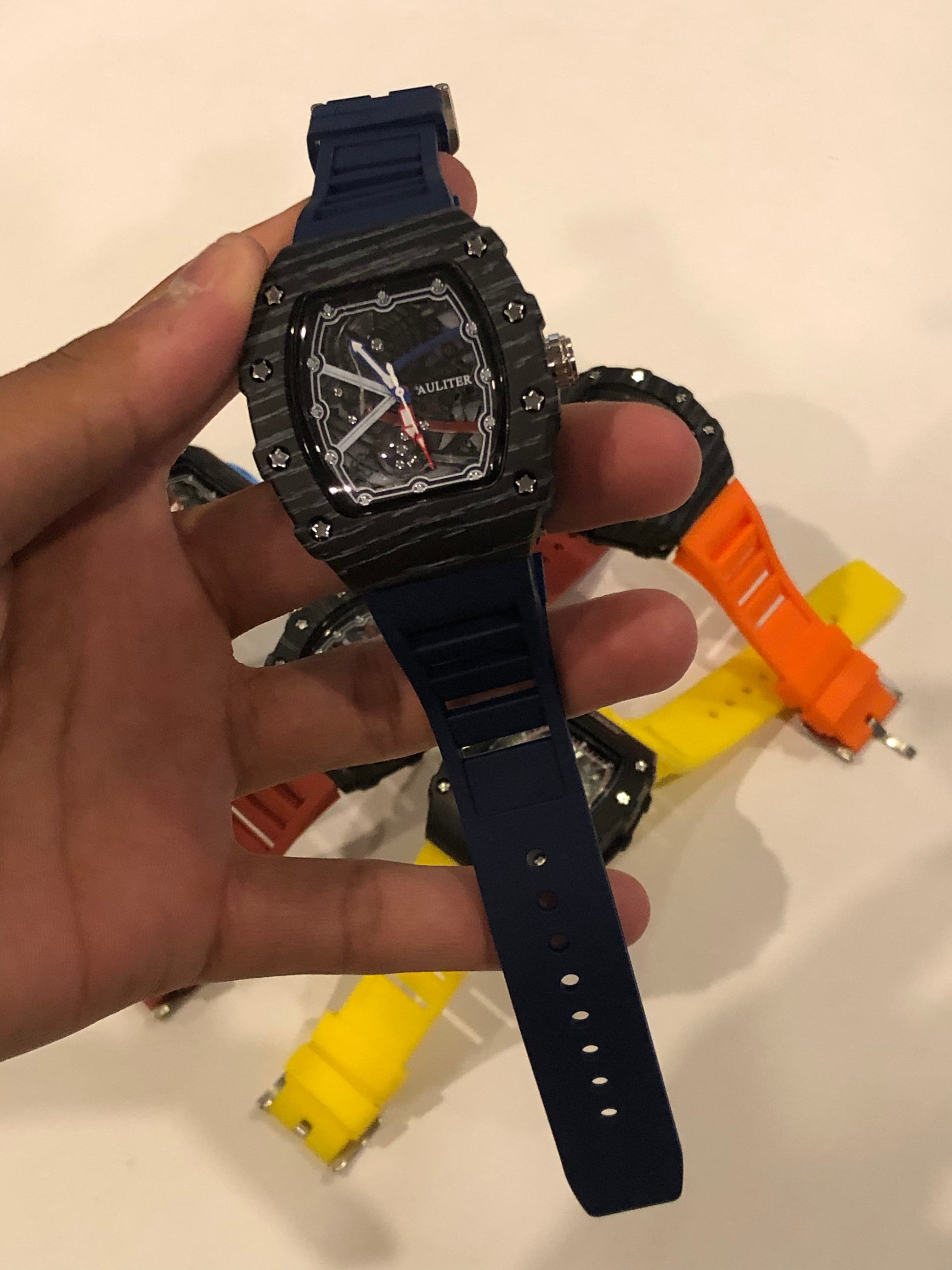 Men's Blue Skeleton Sport Watch | RM Inspired Design | Durable Silicone Strap