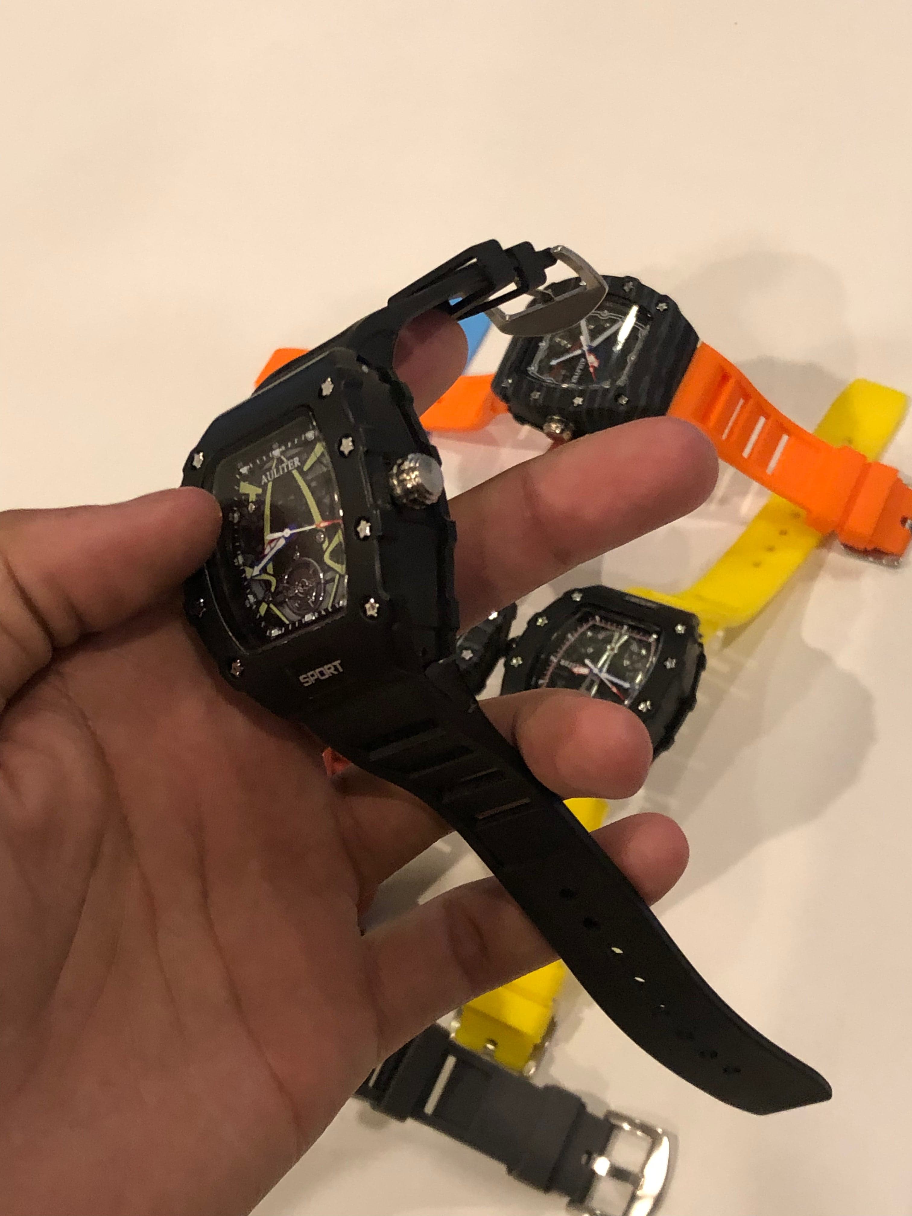 Men's Black Skeleton Sport Watch | RM Inspired Design | Durable Silicone Strap