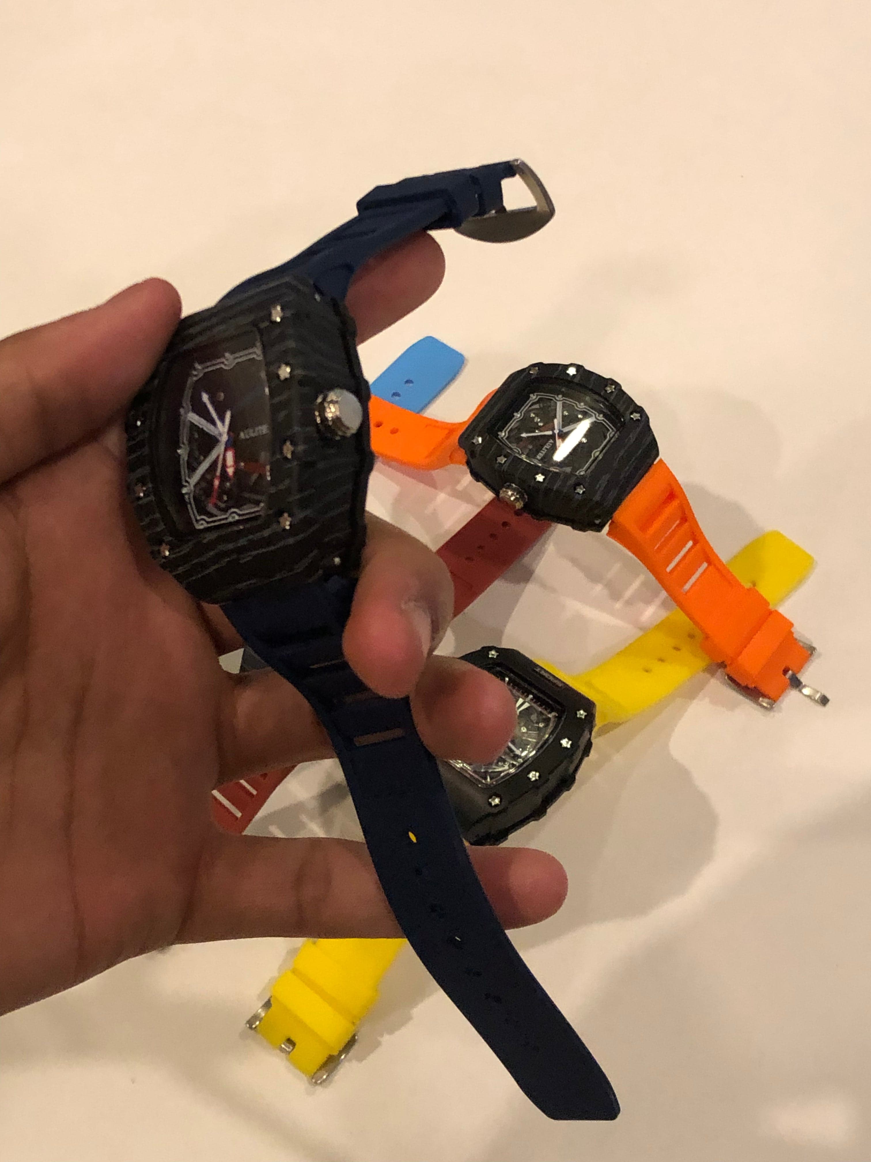 Men's Blue Skeleton Sport Watch | RM Inspired Design | Durable Silicone Strap