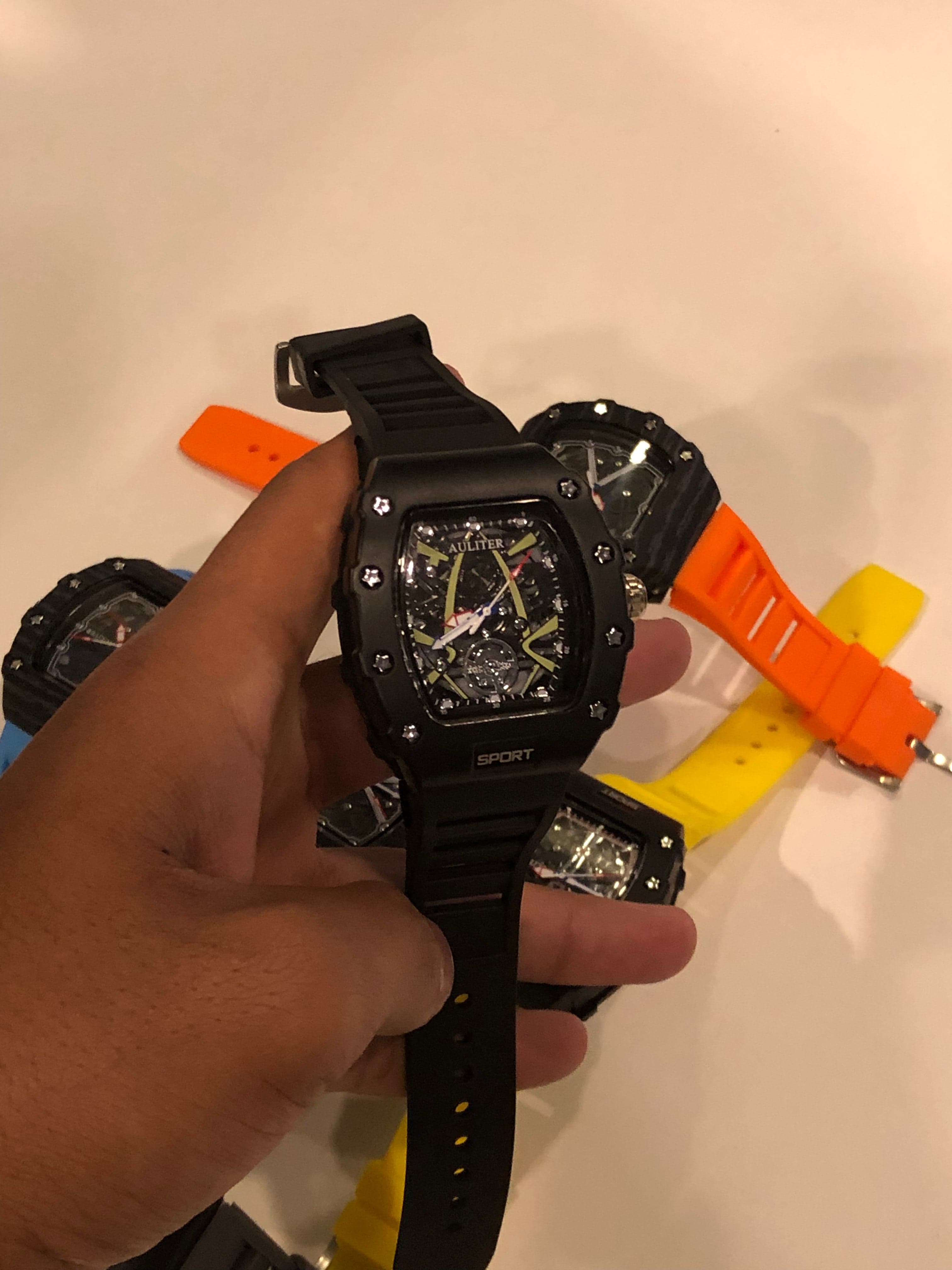 Men's Black Skeleton Sport Watch | RM Inspired Design | Durable Silicone Strap