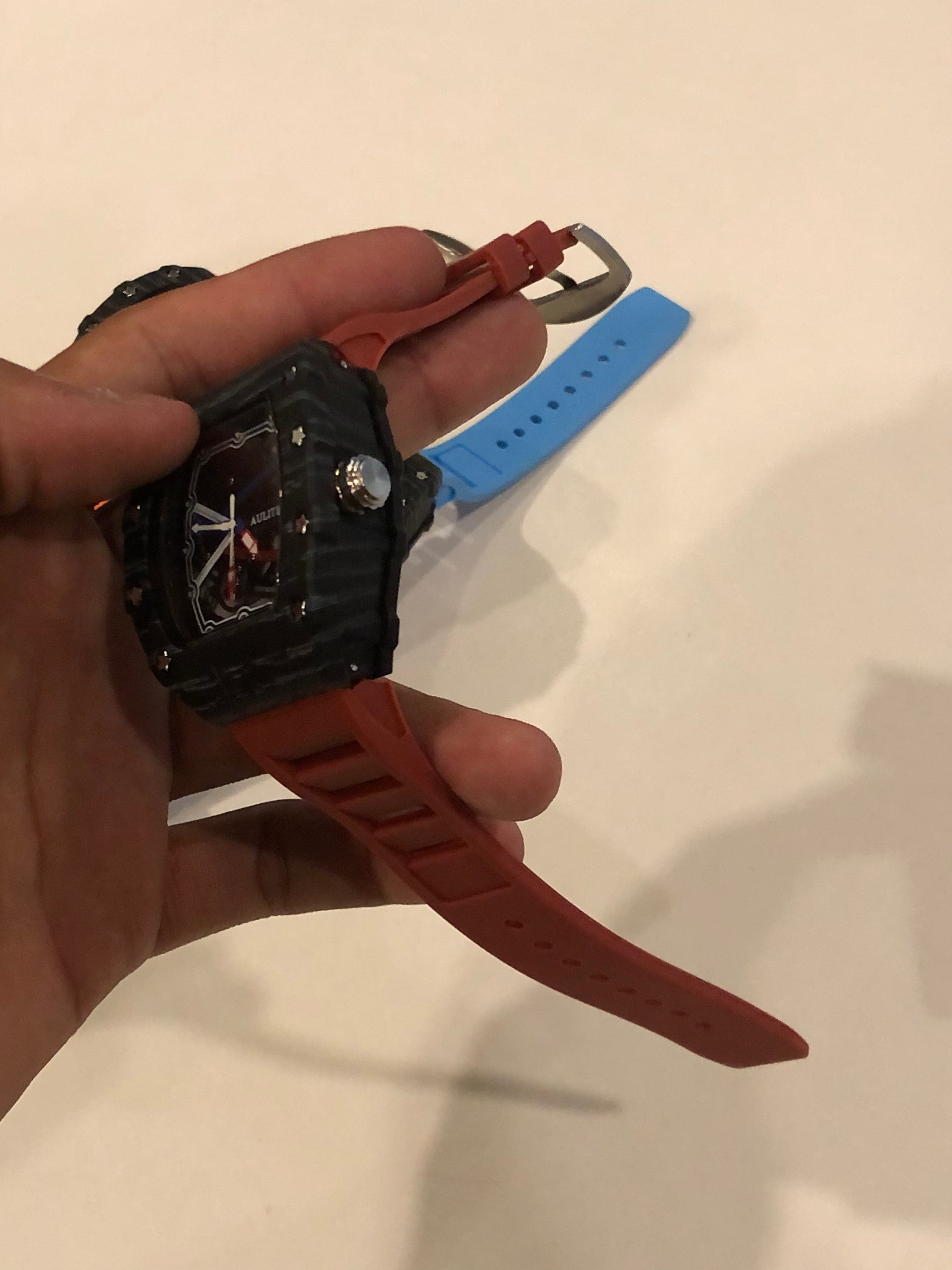 Men's Red Skeleton Sport Watch | RM Inspired Design | Durable Silicone Strap